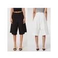 thumbnail image 4 of Yunliwuli Women Summer Capri Pants Knee Length High Waist Solid Color Wide Leg Pants with Pockets, 4 of 8
