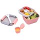 thumbnail image 1 of Ensaladera de 1,1 litros con recipientes para aderezos y cubiertos separados, ensaladera a prueba de fugas con 2 compartimentos para aderezos de ensalada y aperitivos, ensaladera de plástico rosa, 1 of 5