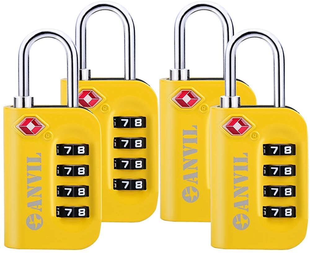 4 Digit Combination padlocks with a Hardened Steel Shackle Travel Locks for Suitcases & Baggage TSA Approved Luggage Lock 