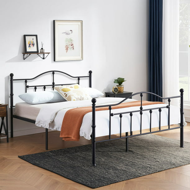 Vecelo Metal Platform Bed Frame With, Victorian Style Headboard Wood