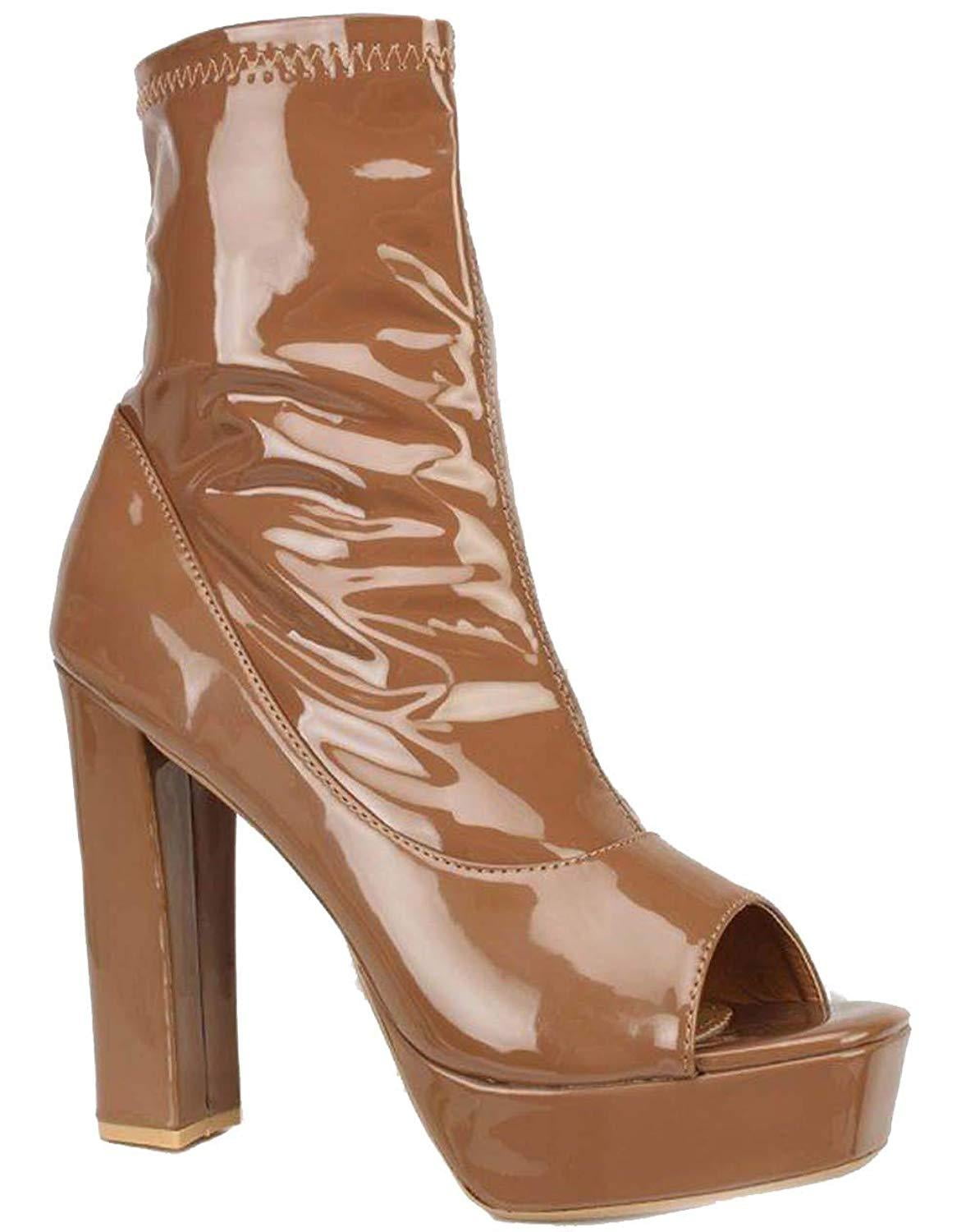 platform booties chunky heel