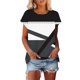 thumbnail image 2 of Camiseta de Manga Corta de las Mujeres de Cuello Redondo de Impresión Casual Top de las Señoras, Poliéster Ligero para el Hogar Diario Y Cómodo, 2 of 9