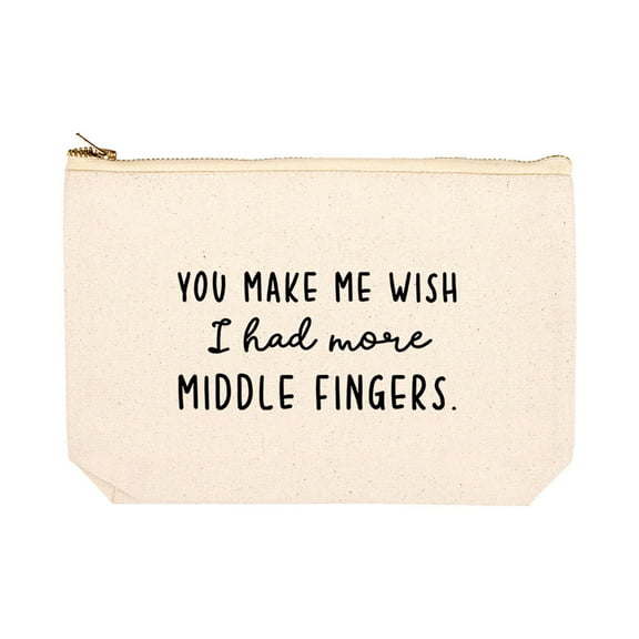 Koyal Wholesale Funny Makeup Bag Canvas Cosmetic Bag with Zipper You Make Me Wish I Had More Middle Fingers Makeup Pouch