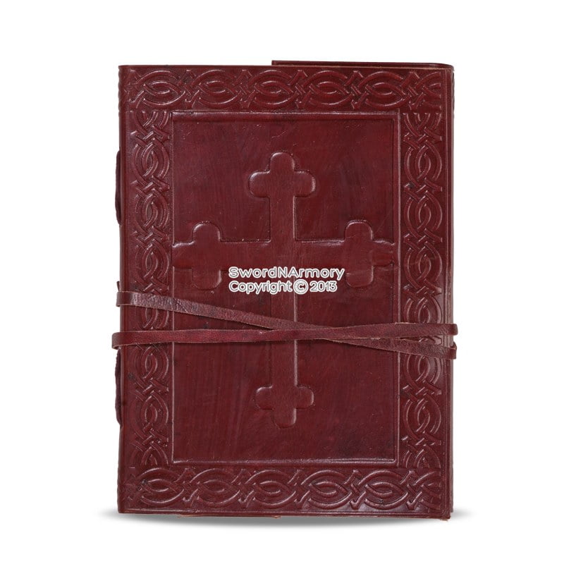 Handmade Celtic Cross Journal Book Bound Leather Medieval Renaissance