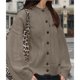 thumbnail image 5 of Cárdigan Abierto para Mujer, con Botones, Larga, Cuello Redondo, Estilo Casual y Holgado, Ideal para Otoño. Caqui L, 5 of 9