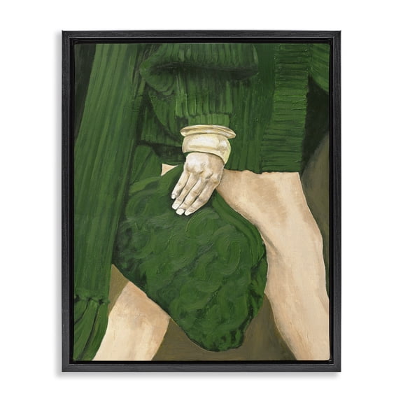 Stupell Industries Contemporary Fashion Girl in Green Black Floating Frame Canvas Art, 17 x 21, by Design Fabrikken