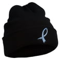 thumbnail image 5 of Cancer Color Ribbon Embroidered Long Beanie - Periwinkle OSFM, 5 of 5