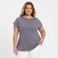 thumbnail image 4 of DARING DIVA Women's Plus Striped Raglan Sleeve Crew Neck T-Shirts Blouses 1X Purple, 4 of 6