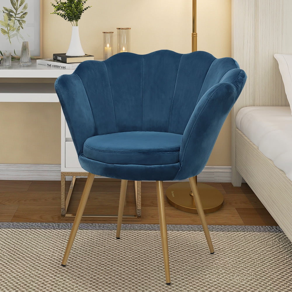 Abble Living Room Navy Velvet Upholstered Accent Armchair