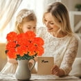 thumbnail image 5 of Hvmvliv Artificial Flowers Mother'S Day Carnation Simulation Bouquet Floral Arrangement Living Room Decoration Dining Table Decoration Fake Flowers Orange, 5 of 6