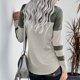 thumbnail image 4 of Camiseta de manga larga a rayas verde con dobladillo irregular y cuello redondo informal, talla L para mujer, 4 of 6