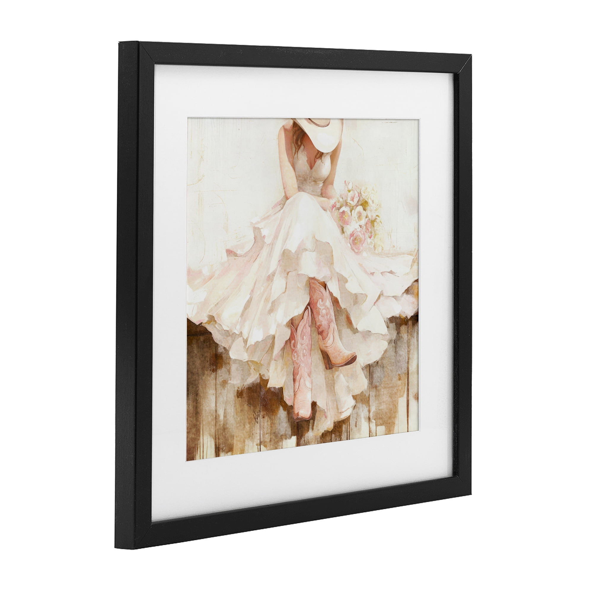 Stupell Industries Cowgirl On The Fence Black Framed Print Under Glass, design by Tina LeCour