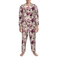 thumbnail image 3 of Sikiie Rose Flowers Mens Pajama Set, Soft Warm Long Sleeve Sleepwear, Cozy Button-Down Pjs for Men-Small, 3 of 7