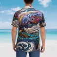 thumbnail image 4 of Gukieu Psychedelic Shark Artwork Print Men's Short-sleeved Shirts, Button-down Lapel Hawaiian Shirts, T-shirts, Beach Vacation Summer Casual Wear,X-Large, 4 of 7