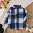 thumbnail image 2 of Odeerbi Toddler Boys Girls Plaid Shacket Jacket Wool Coat Children's Clothing 2025 Long Sleeve Plaid Top Coat Blue 4-5 Years, 2 of 3