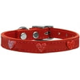 thumbnail image 2 of Red Glitter Heart Widget Genuine Leather Dog Collar Red 12, 2 of 2