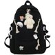 thumbnail image 1 of Aesthetic backpack, preppy backpack, kawaii backpack, cute backpack with accessories (black), 1 of 4
