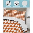 thumbnail image 3 of Quilt King Size Bedding Set, Orange Plaid Reversible Summer Quilt 3 Pieces, Modern Minimalist Geometric Gingham Checkered Lightweight Bedspreads Coverlets with 2 Pillow Shams for All Seasons, 3 of 5