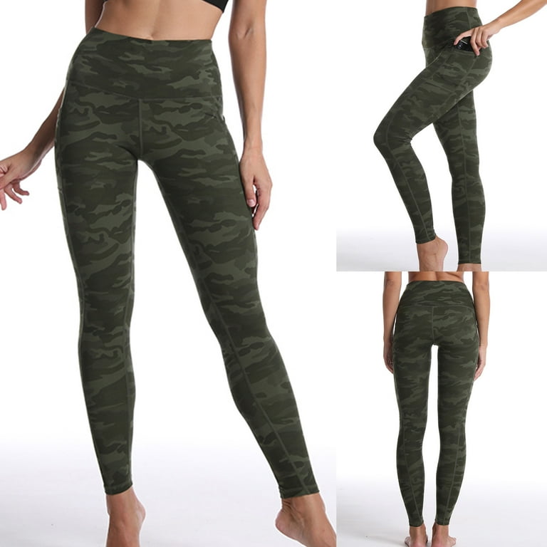 BYOIMUD Womens Yoga Pants for Women Sweatpants Abdominal Control Camouflage  Print Pocket Workout Pants Butt Lift Tights Workout Pants Stretch Athletic