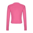 thumbnail image 6 of Bzdzmqm Long Sleeve Shirts for Women Crew Neck Ruched Slim Fit Solid Basic Tops Trendy Casual Fall Winter Business Office Work Outfits Daily Wear, Hot Pink XL, 6 of 7