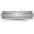thumbnail image 4 of Chisel Titanium Brushed and Polished 6.2mm Grooved Edge Band Earrings, 4 of 8