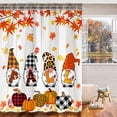 thumbnail image 2 of Fall Gnomes Pumpkins Shower Curtain, Autumn Maple Leaves Buffalo Check Plaid Bathroom Decor, Thanksgiving Harvest Bathtub Curtains with Hooks 72 x 72 Inches…, 2 of 5