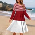 thumbnail image 5 of JSheng Women's Long Sleeve Dress Fashion Leisure Solid Color Round Neck Flowy Comfy Dresses with Pocket Z-Wine L, 5 of 5