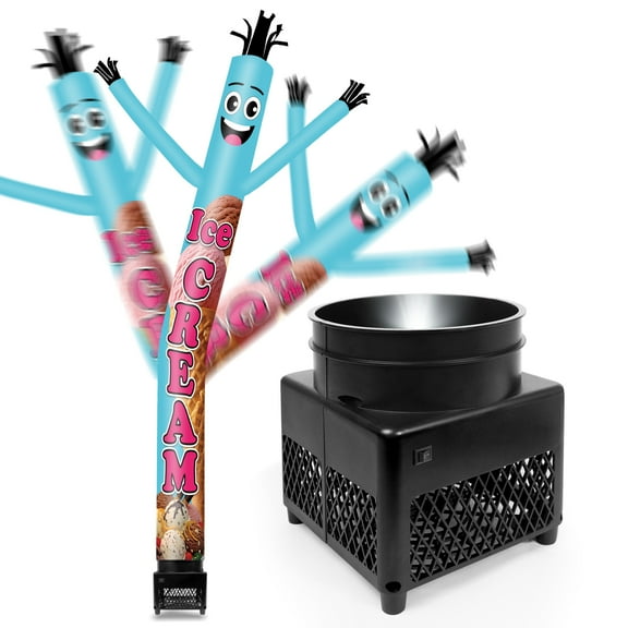 6FT Inflatable Tube Man Ice Cream with Weather-Resistant Blower (5.5'' Diameter) and Built-in LED - Wacky Waving Dancing Guy for Business Advertising Promotion