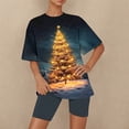 thumbnail image 7 of Riecok Cute Pajama Sets for Women Christmas Crewneck Loungewear Set Short Sleeve Tops and Pants Xmas Tree Print Breathable Soft Sleepwear, 7 of 7