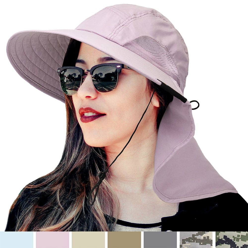 SUN CUBE Wide Brim Sun Hat with Neck Flap, Fishing Hiking for Women