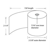 2-1/4" x 150' 1-Ply Bond Paper POS Rolls (Carton of 100 Rolls)