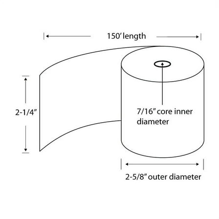 2-1/4" x 150' 1-Ply Bond Paper POS Rolls (Carton of 100 Rolls)