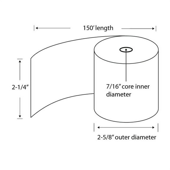 2-1/4" x 150' 1-Ply Bond Paper POS Rolls (Carton of 100 Rolls)