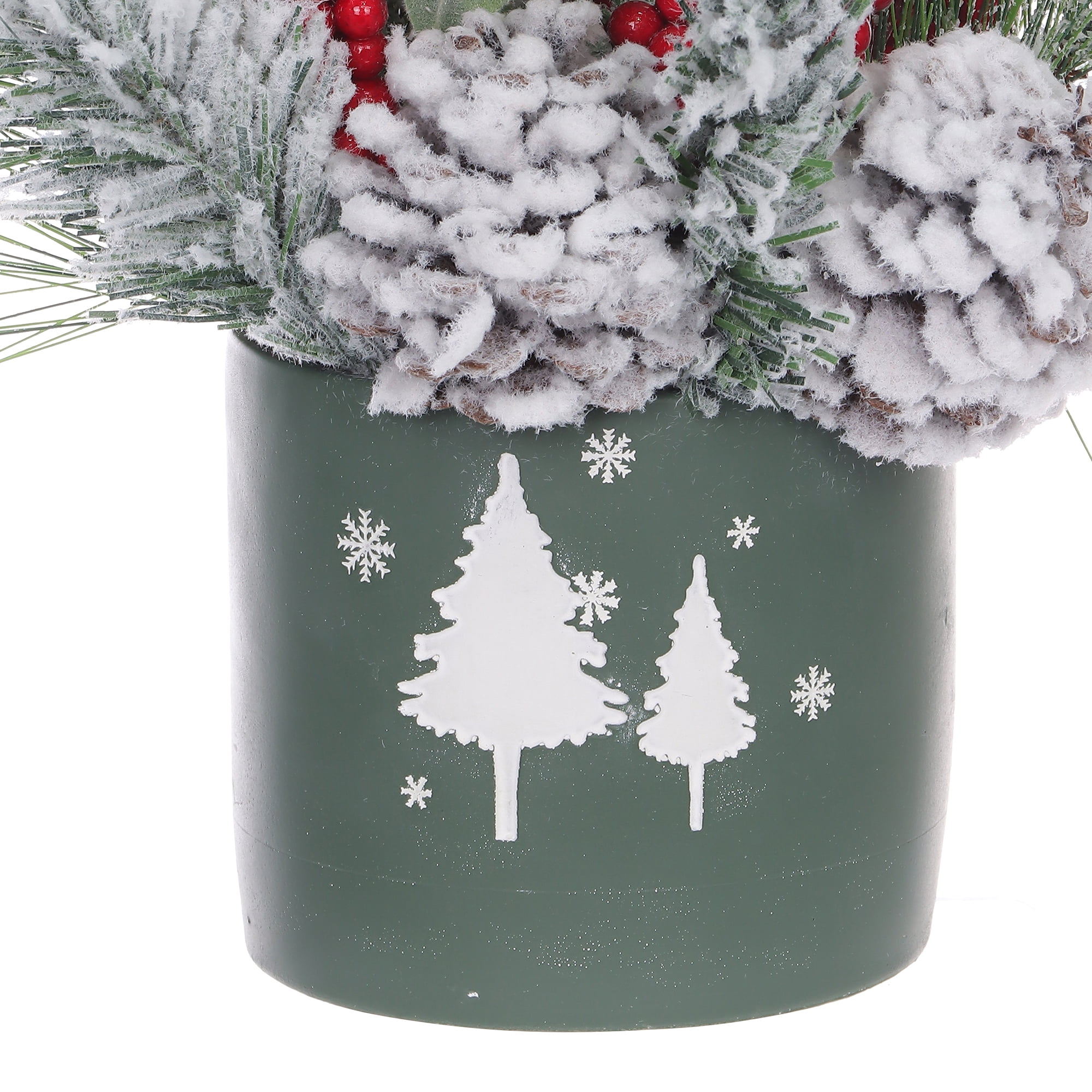 TEMPS DES VACANCES PL Noël 12IN Pot de ciment vert Arrn HOLIDAY TIME PL ARR POT CIMENT 12PO