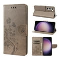 thumbnail image 1 of Feishell Slim Wallet Phone Case for Samsung Galaxy S23 Plus,Butterfly & Floral Embossed PU Leather Anti-Scratch Shockproof Magnetic Clasp Flip Kickstand Credit Card Slots Phone Cover,Gray, 1 of 6