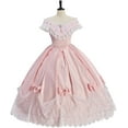 thumbnail image 2 of Women's Pink Victorian Rococo Dress Deluxe Off Shoulder Prom Ball Gown Historical Civil War Southern Belle Dress, 2 of 7