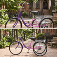 thumbnail image 3 of 26" Adult Tricycle, Carbon Steel 3 Wheel Bikes 7 Speed Trikes with Adjustable Seat Shopping Basket 360lbs Capacity for Seniors/Commuting Purple, 3 of 12