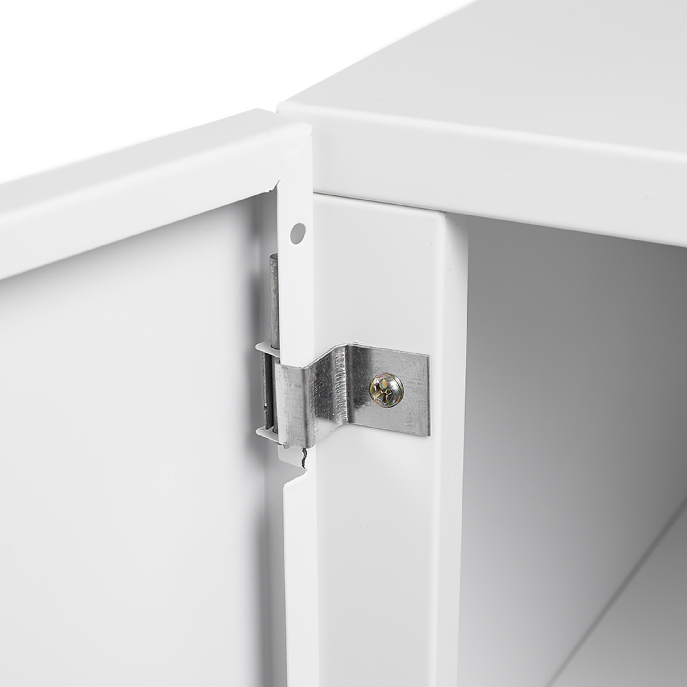 Noble House 23.6"H Metal Printer Stand Cabinet with 360° Lockable Wheels & Adjustable Shelves, White