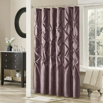 Madison Park Plum Shower Curtain, Faux Satin Bath Curtain with 12 Button Holes, Lightweight Bathroom Curtain Decor, 72x72"