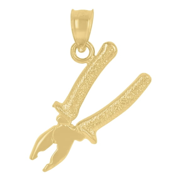 Unisex Adults 10k Yellow Gold Textured Plier Tools Charm 1g Occupation Pendant