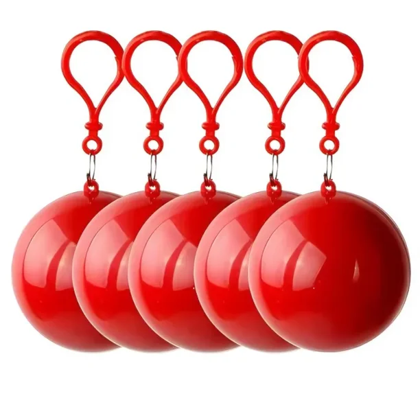 Typpkmm Mini Rain Ponchos, Heavy Duty Waterproof Raincoats for Adults, Portable Pack of 4, Red