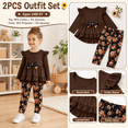 thumbnail image 6 of Lanbubble 1-5Y Toddler Girl 2-Piece Outfits Set Long Sleeve Ruffle Hem Top Floral Pants Fall Winter Kids Girl Clothes, 6 of 10