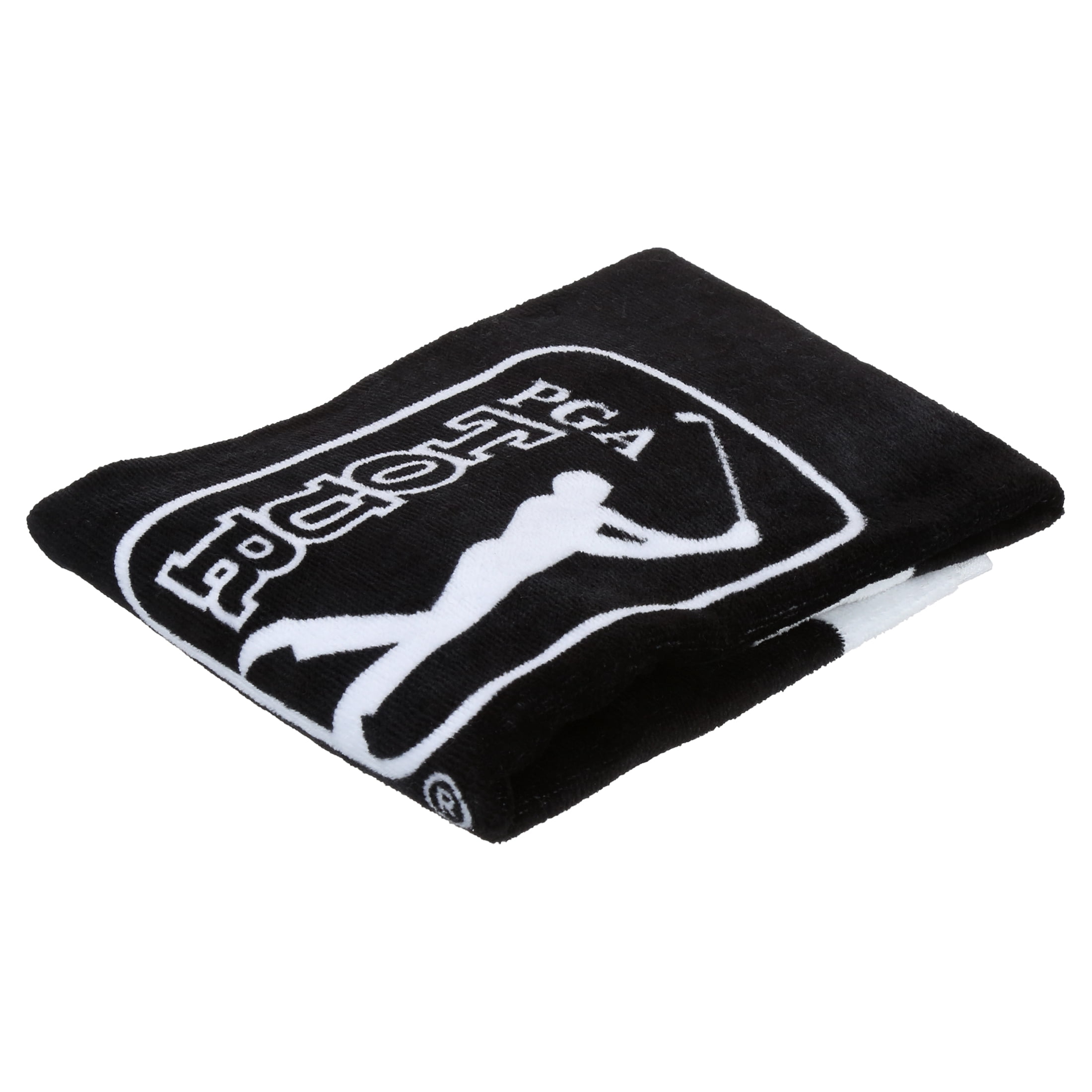 PGA TOUR Classic Cotton Tri-Fold Golf Towel - Black w/ Carabiner Clip, Highly Absorbent
