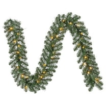 Pre-Lit Warm White LED Artificial Christmas Garland Green 9' LED Christmas Garland with Realistic Branches, 9ft