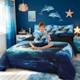 thumbnail image 3 of meiyoeat Ocean Sea Dinosaur Shark King Bedding for Boys Men, Prehistoric Sea King Bed in a Bag, Blue, Black Reversible, 7pcs, 3 of 5
