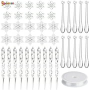 Spencer 40Pcs Christmas Snowflake Icicles Decorations - Acrylic Snowflake Clear Icicles Hanging Ornaments Set for Xmas Tree Party Decoration