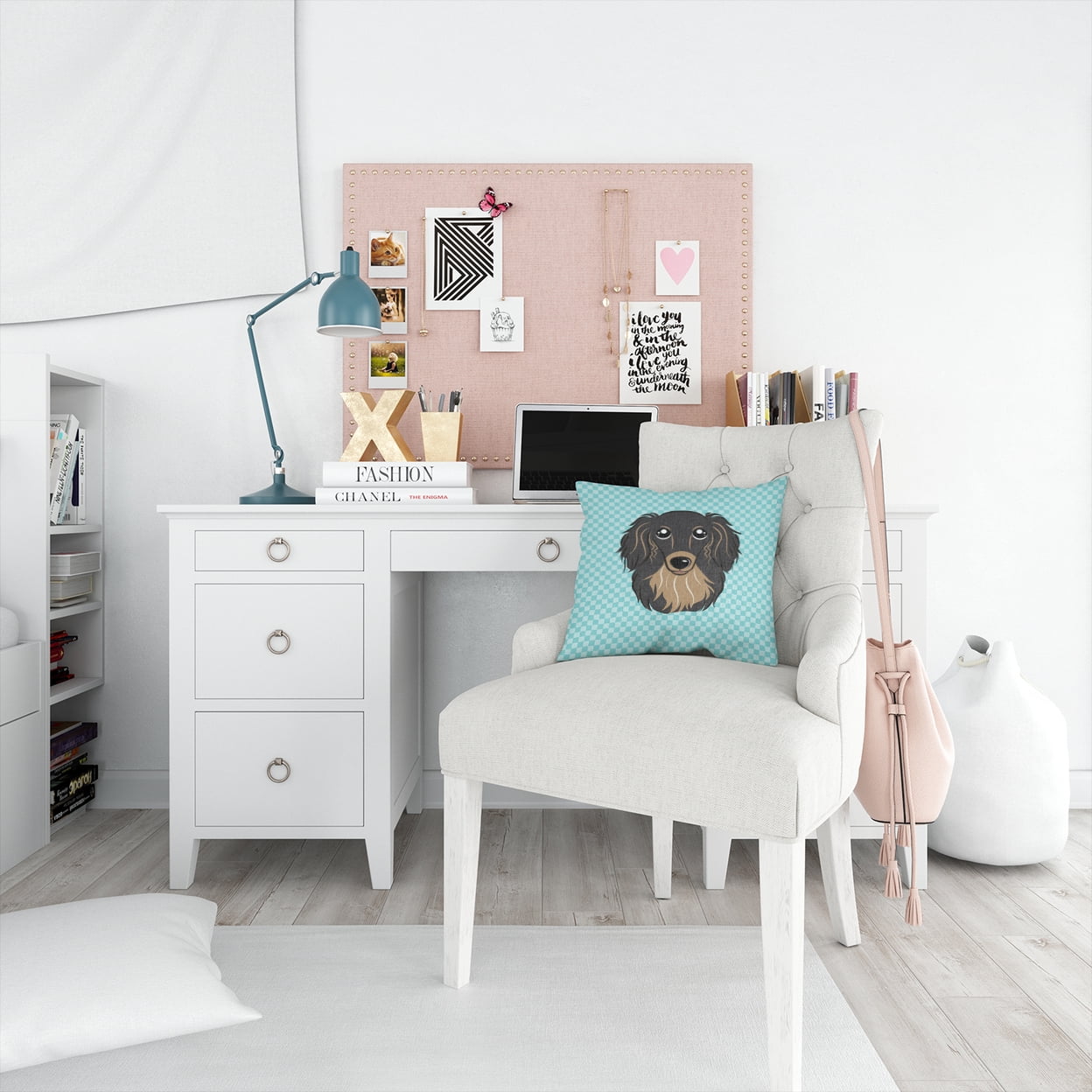 Dog Face Checkerboard Design Fabric Decorative Pillow