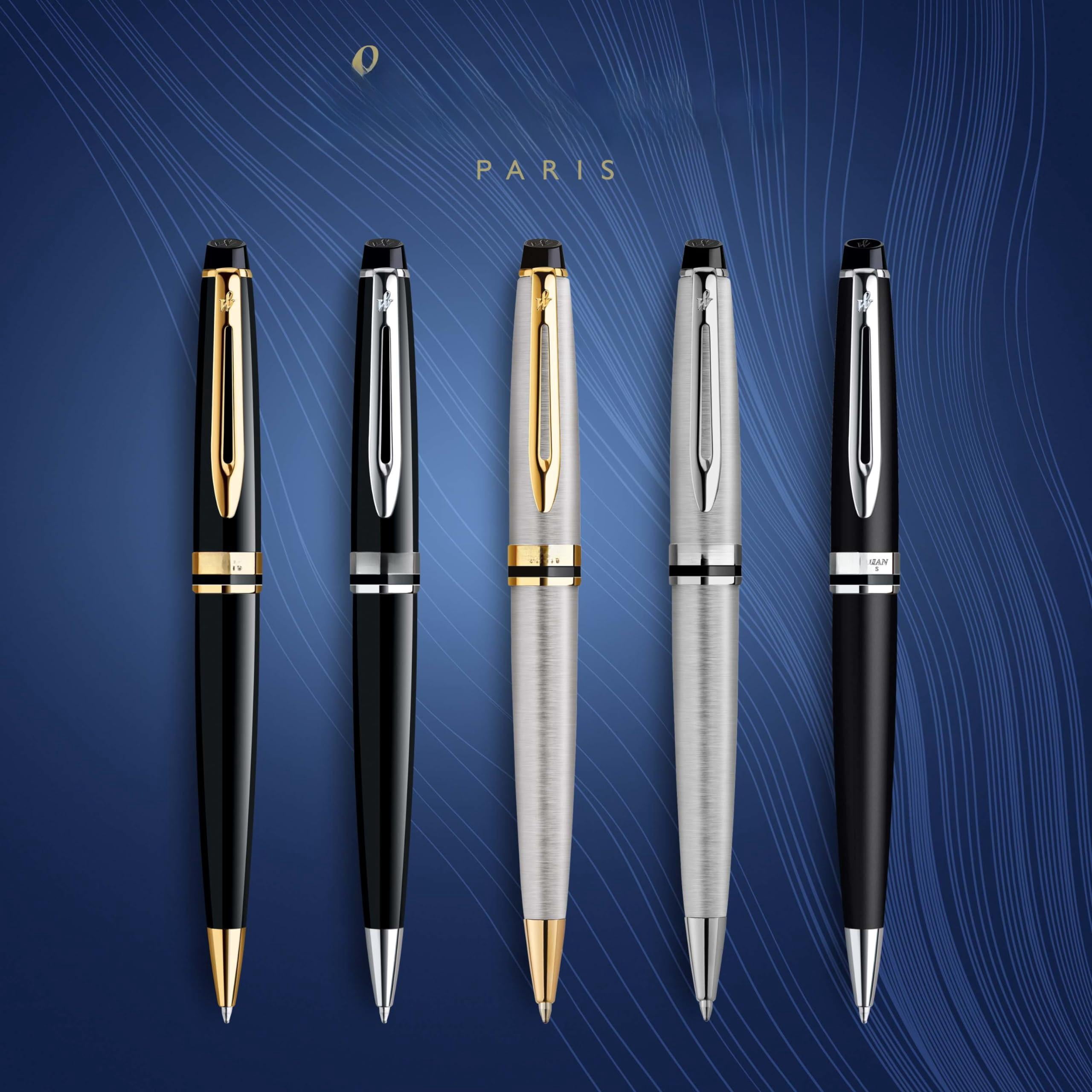 Expert Ballpoint Pen  Black With Golden Trim Medium Tip Blue Ink Gift Box