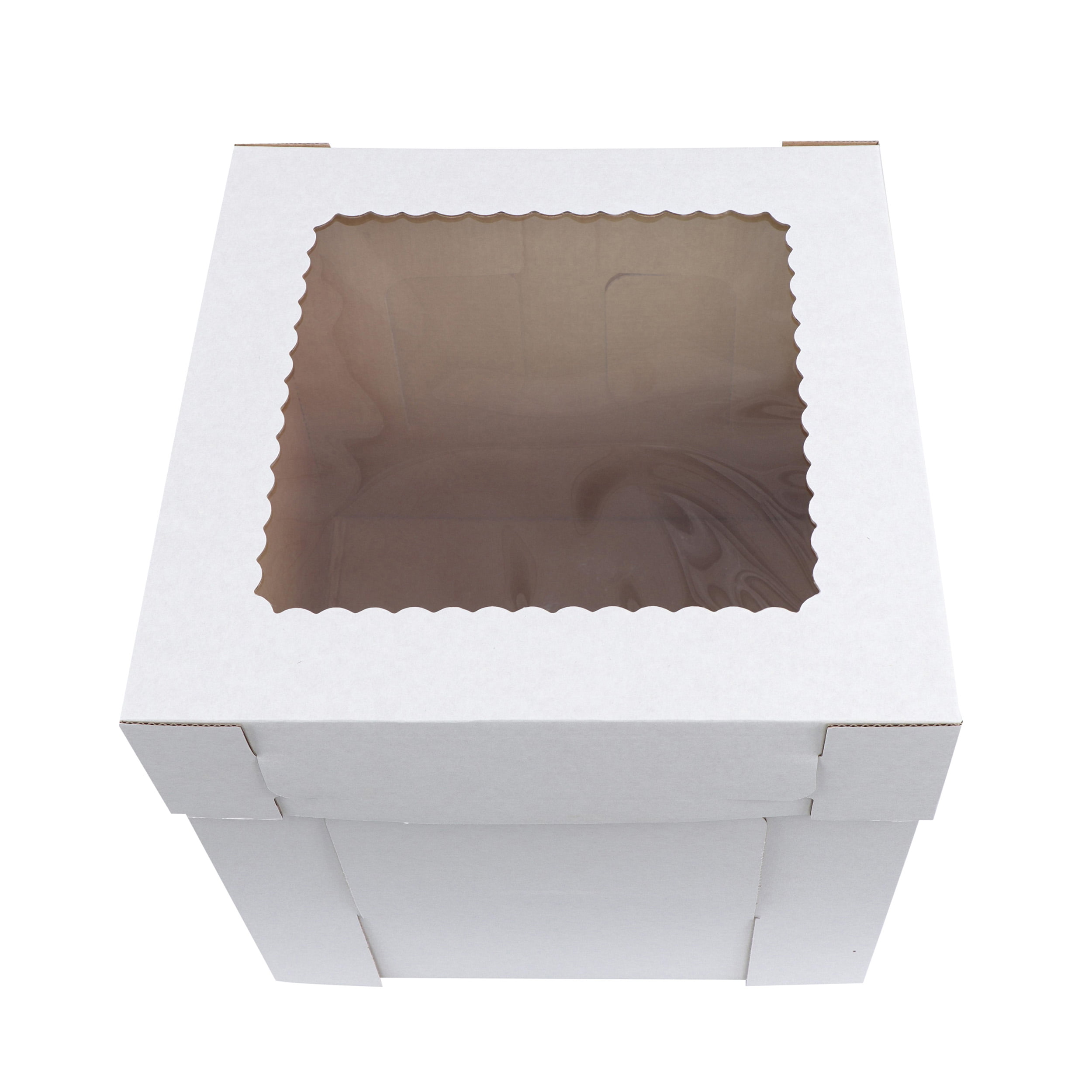Roshtia 12 Pack Tall Cake Boxes, 2 Size Tier Cake Box with Windows Bulk 10  x 10 x 12 and 12 x 12 x 14 Inch, Large Disposable Tiered Cake Carrier with