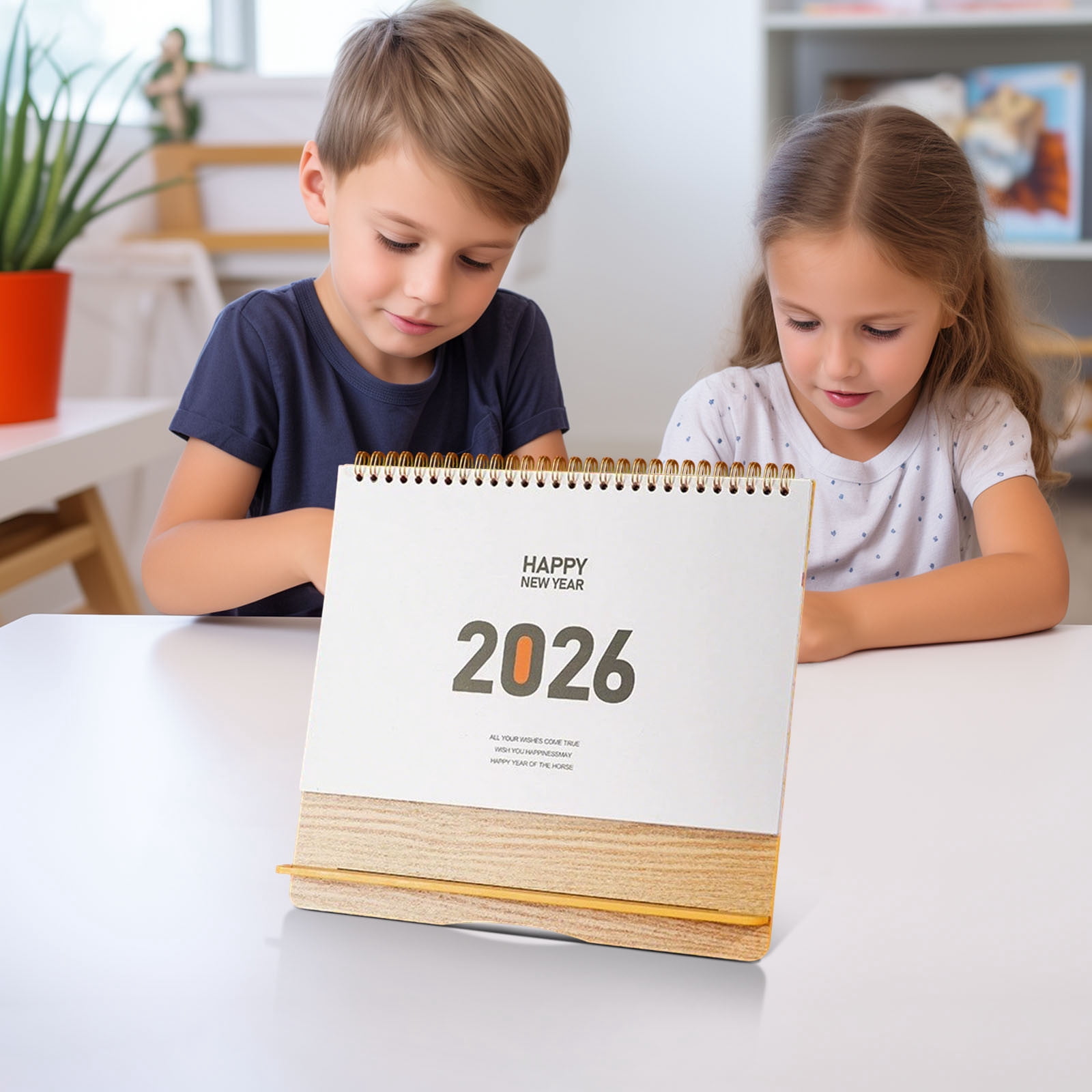 YiJuHui Small Desk Calendar 2026, Standing Desk Calendar,Twin-Wire Binding with Stickers, Cute Seasonal Design for Home Office Desk